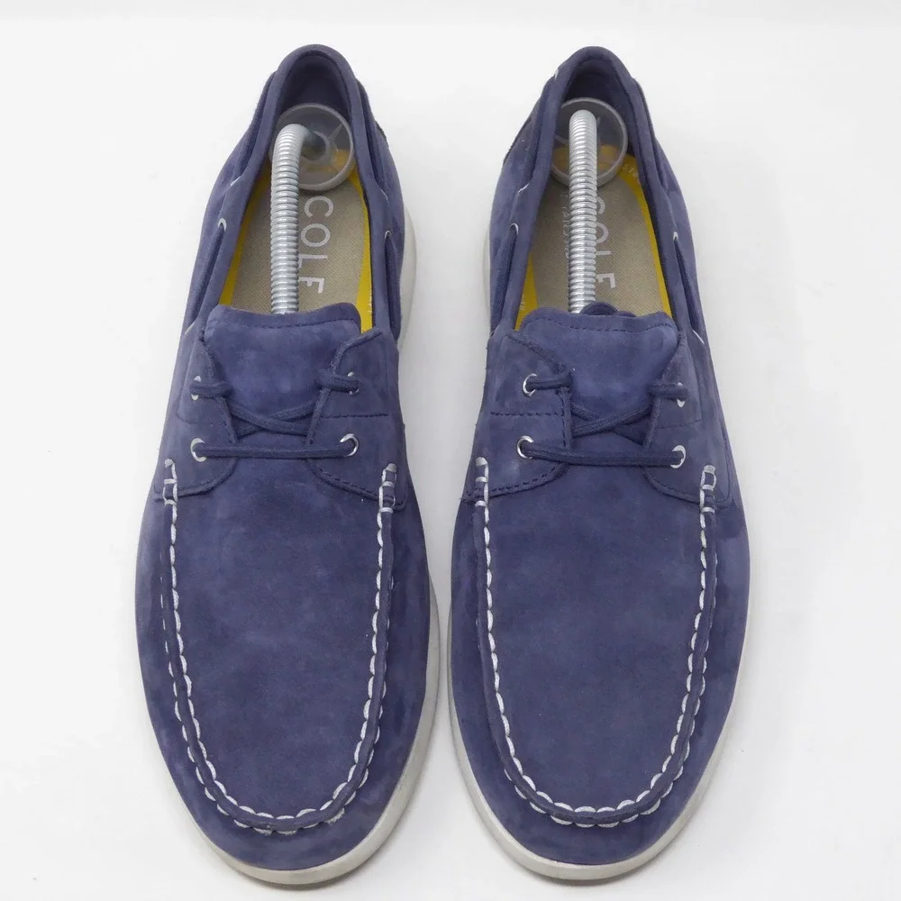 Cole Haan Mens Grand Atlantic Boat Shoes Blue Suede C36080 Size 9.5 M